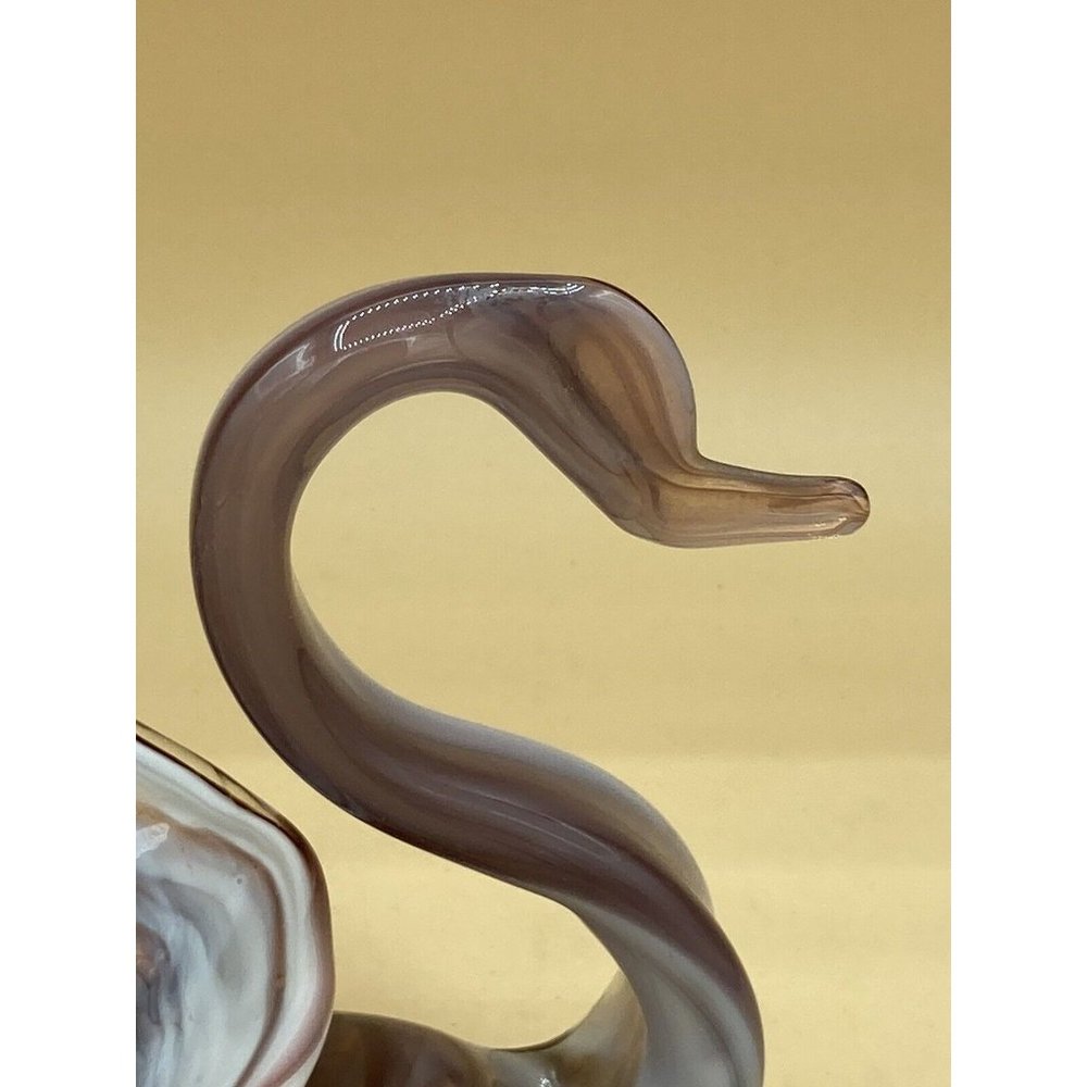 Swan Dish Cherokee Glass by Wagon Hill Art Glass Decor Vintage 5” X 9” - Picture 2 of 12